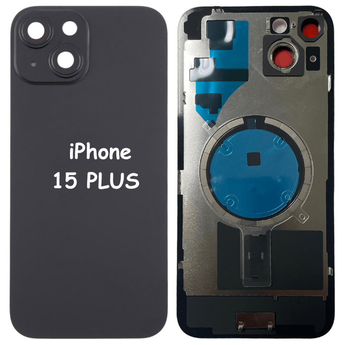 iPhone 15 Plus Battery Back Glass Cover with Camera Lens Cover + MagSafe Magnet (Black) - Best Cell Phone Parts Distributor in Canada, Parts Source iPhone 15 Plus Battery Back Glass Cover with Camera Lens Cover + MagSafe Magnet (Black) - Best Cell Phone Parts Distributor in Canada, Parts Source